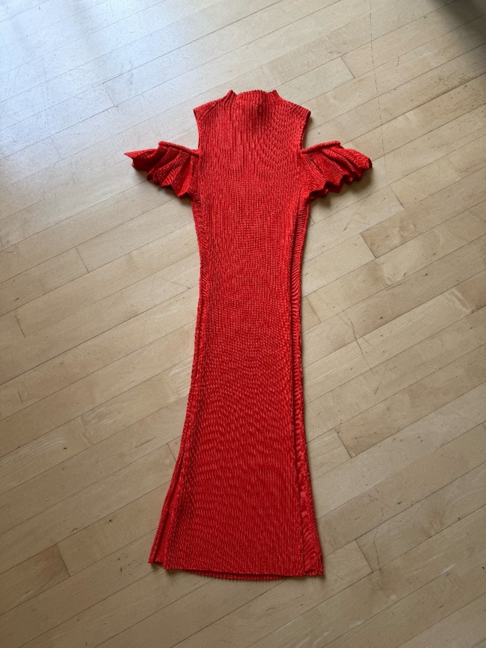 NEW RENVY red tight ribbed cold shoulder dress, S - Picture 4 of 6